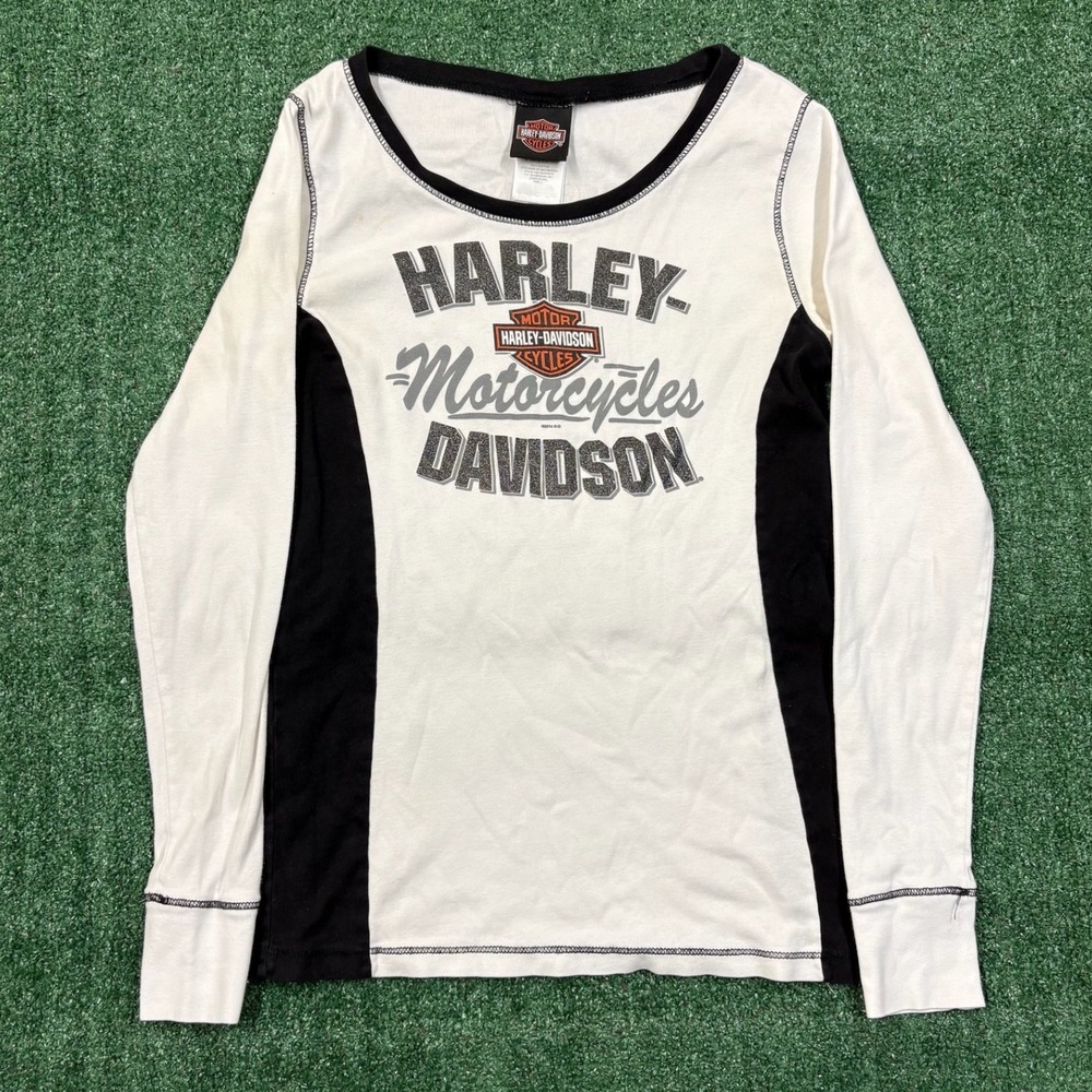 2000's Harley Davidson Long Sleeve T-Shirt Skull Graphic Large